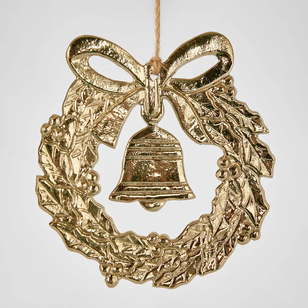 Bell Wreath Ornament - gold