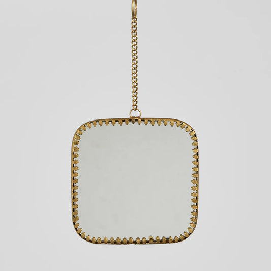 Gold Hanging Mirror Ornament - square