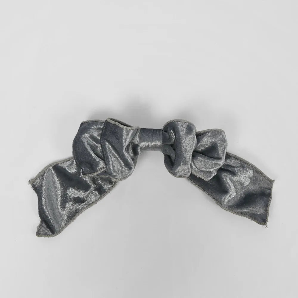 Velvet Clip on Bow - pale blue