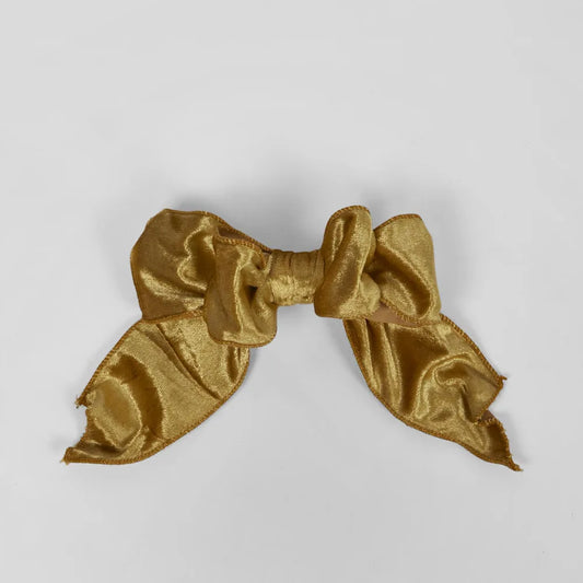 Velvet clip on bow - Gold