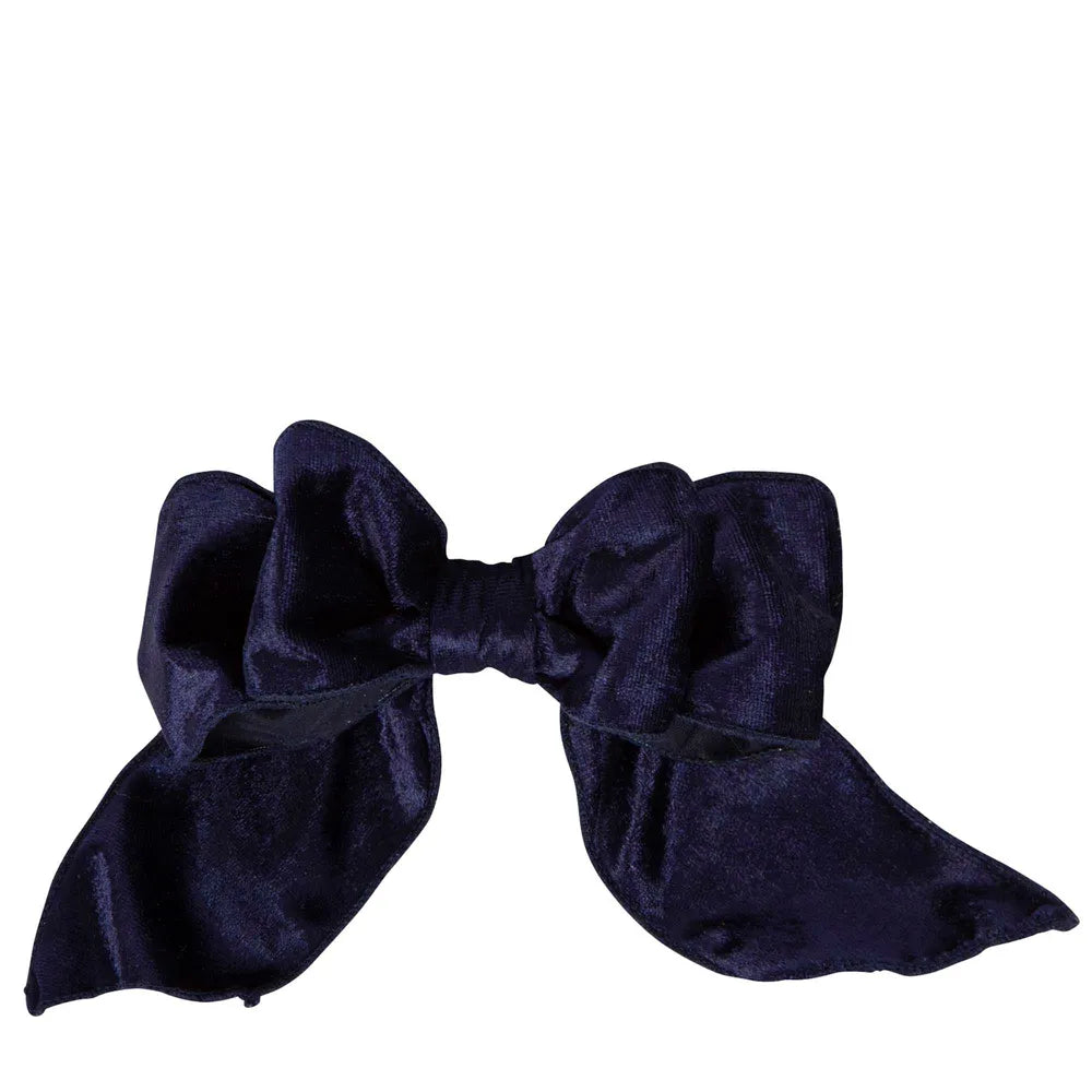 Velvet clip on bow - Navy