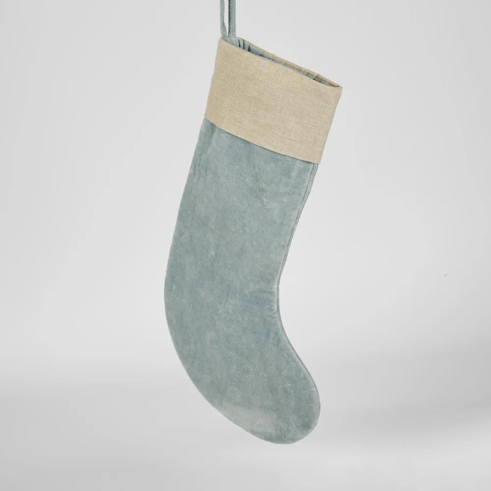 Velvet Christmas Stocking - Pale Blue